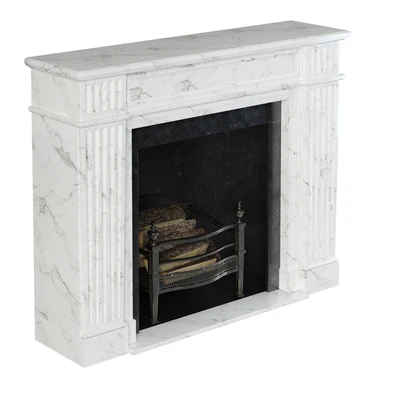 Classic fireplace white marble — Ver 7