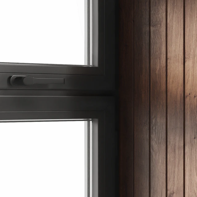 A set of plastic windows with wooden trim. — Скачать