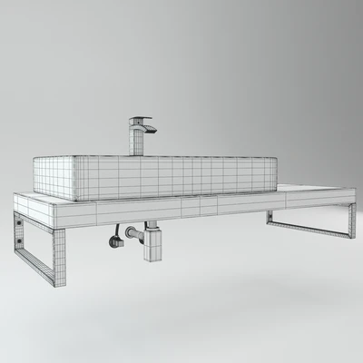 Washbasin on the wooden plate — Ver 3