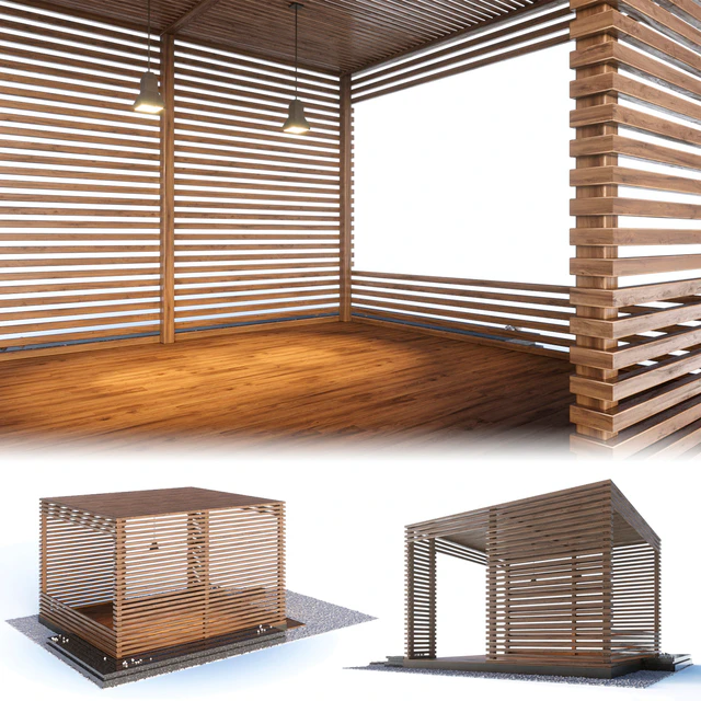 Wooden gazebo in the loft style — Descargar