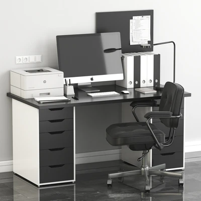 Ikea Office Workplace with Alex Table and Alefjall Chair — Вид 1