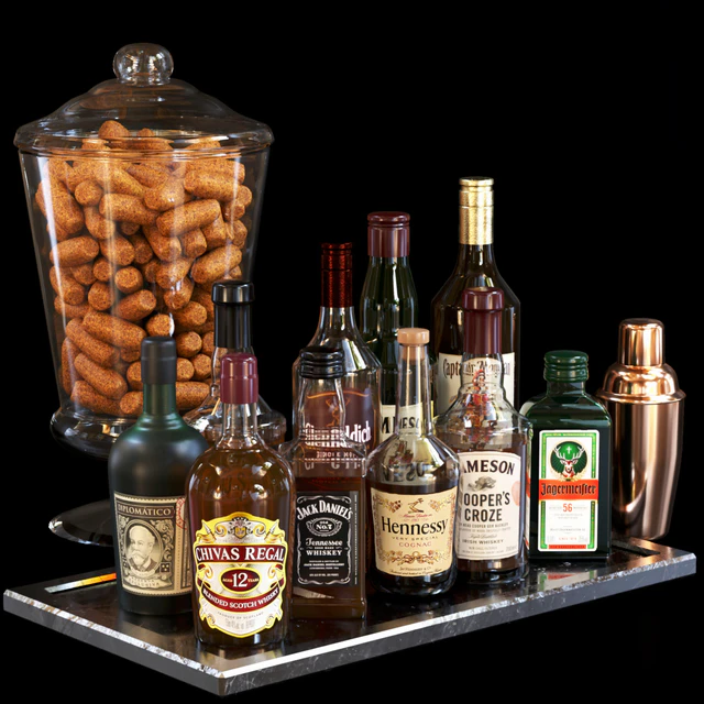 A set of strong alcohol with peels. Bar — Descargar