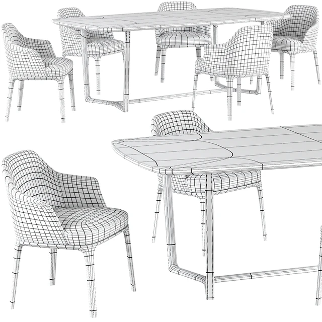 Dining table Poliform Concorde and chair Poliform Sophie — Скачать