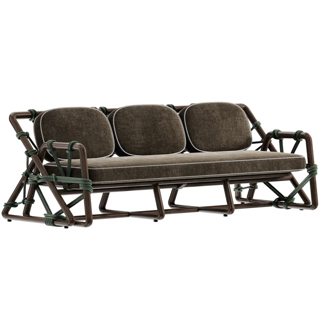 Outdoor Woven Rope Sofa in Natural Teak — Скачать