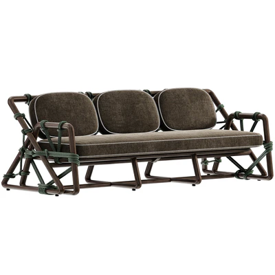Outdoor Woven Rope Sofa in Natural Teak — Вид 6
