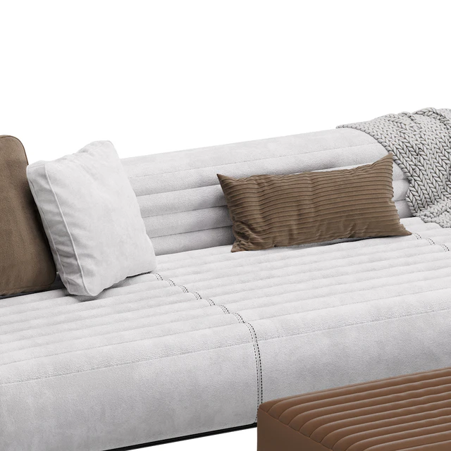 Roger Modular Sofa Minotti 2 version Leather & Velvet — Descargar