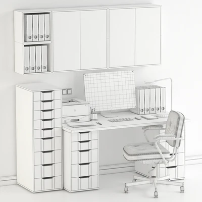 Ikea Office Workplace with Alex Table, Alefjäll Chair and Eket wall-mounted cabinet — Вид 3