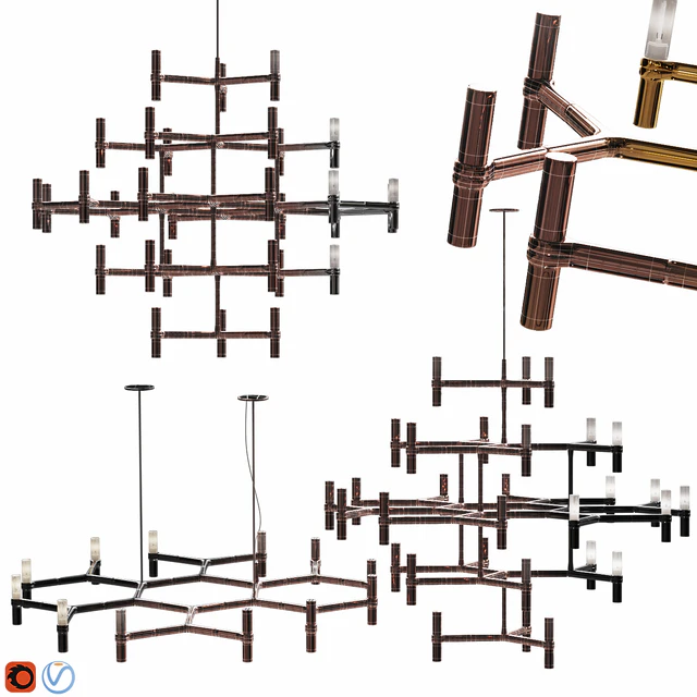 Equinox set chandeliers Gold, Black, Nickel — Descargar