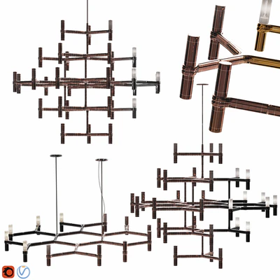 Equinox set chandeliers Gold, Black, Nickel — Ver 3