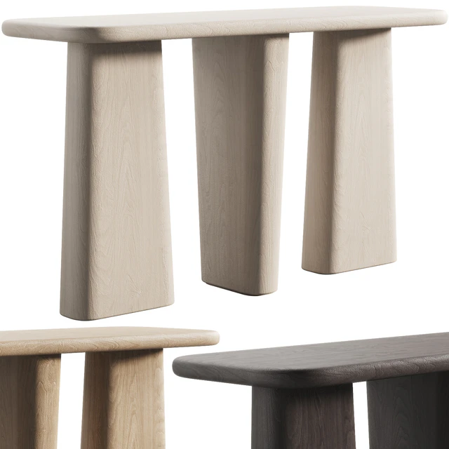 135 Kalle Sculptural Oak Console japandi style 3 colors — Скачать