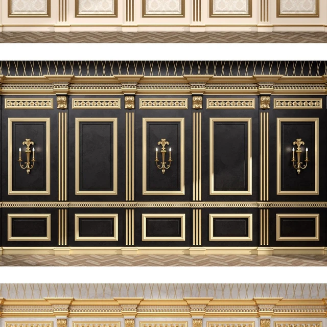 Boiserie classic panels and Decorative Crafts Wood Sconce - 1850 — Descargar