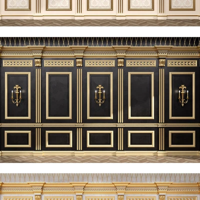Boiserie classic panels and Decorative Crafts Wood Sconce - 1850 — Ver 3