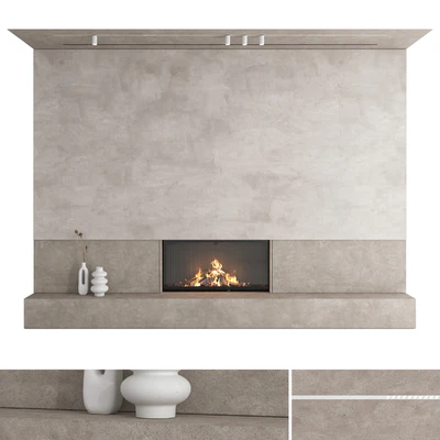Decorative wall with fireplace set 27 — Ver 1