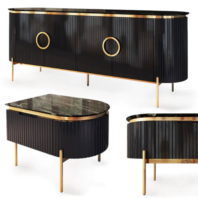 Комод  и тумба прикроватная Tesla black. Nightstand, sideboard by Medusa Home — Вид 1