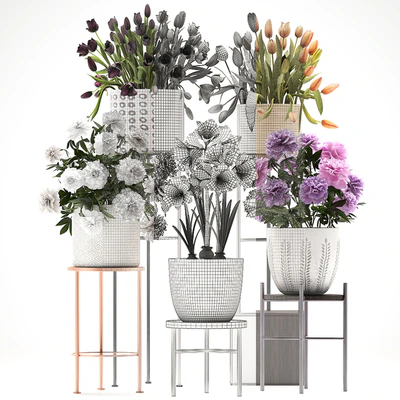 335 plant collection. Stand, Peony, Tulip, Hippeastrum, bouquet set, garden flowers, flower shelf, stand, Scandinavian style — View 3