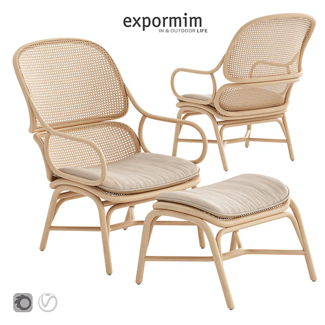 Expormim Frames Armchair with ottoman — Скачать