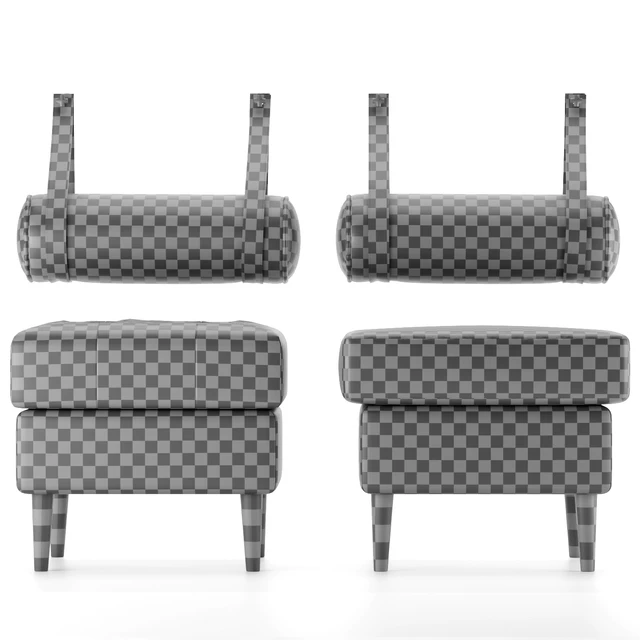Set of poufs Siteno and Deans in 6 colors (Barhat Blue / Ocean / Gray; Textile Yellow / Blue / Light) from Divanru — Descargar