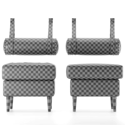 Set of poufs Siteno and Deans in 6 colors (Barhat Blue / Ocean / Gray; Textile Yellow / Blue / Light) from Divanru — Ver 6