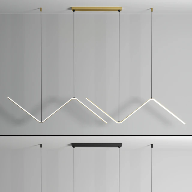 Zigzag Pendant Light Fixture Minimalism Aluminum Dining Room LED Ceiling Light in Black — Descargar