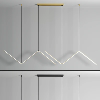 Zigzag Pendant Light Fixture Minimalism Aluminum Dining Room LED Ceiling Light in Black — Ver 4