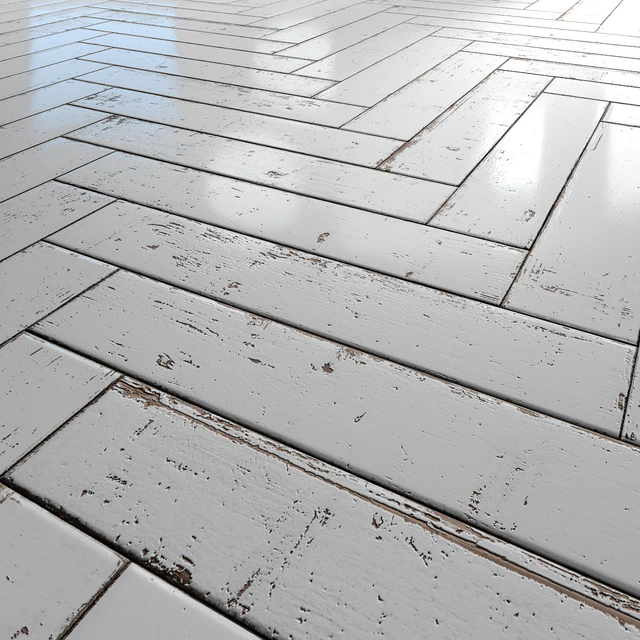 White Painted herringbone parquet - PBR textures — Descargar