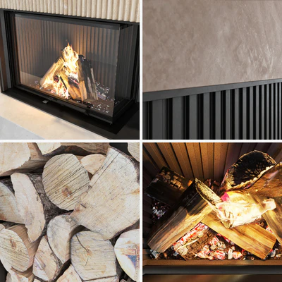 Decorative wall with fireplace set 06 — Ver 7