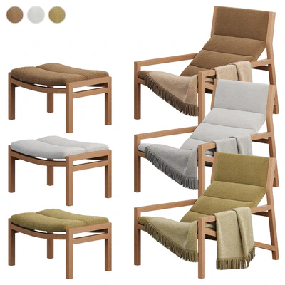 Jardan Lake Armchair with ottoman — Ver 6