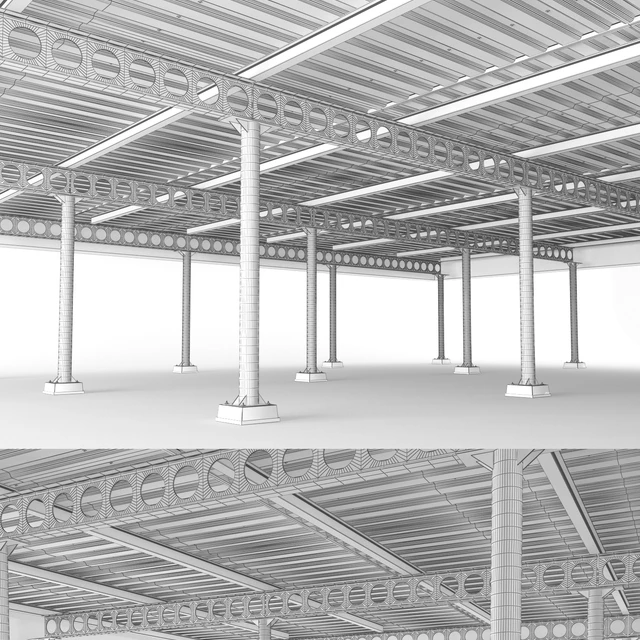 Metal ceiling girder system with columns 02 — Descargar