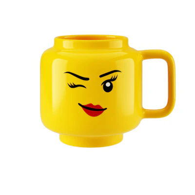 winking girl large ceramic mug by lego — download
