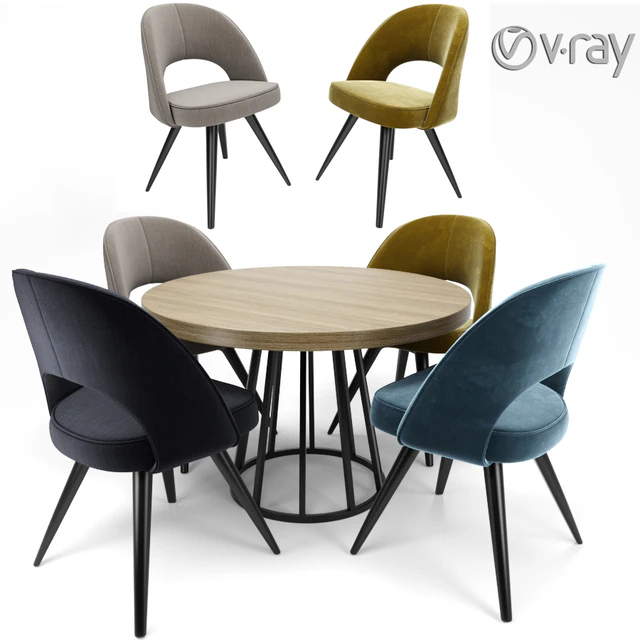 Modrest Gloria Modern Blue Chair With Round Table — Descargar