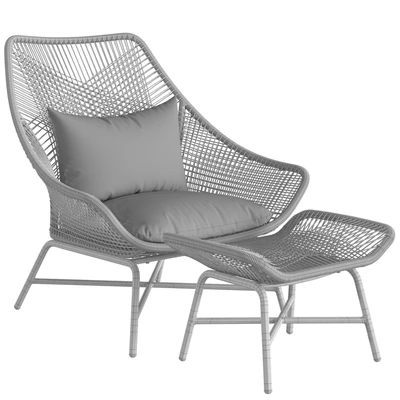 West Elm Huron Outdoor Lounge Chair Large and Ottoman — Ver 7