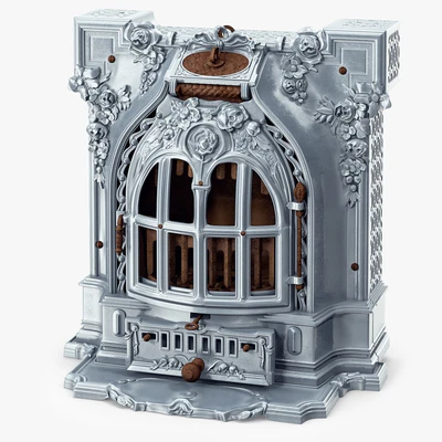 Antique Fireplace Lent Moyen Vif Salamandre — Ver 1