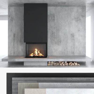 Decorative wall with fireplace set 12 — Ver 1