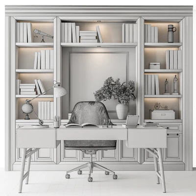 Classic Boss Desk and Library Wood Set - Office Furniture 278 — Вид 5