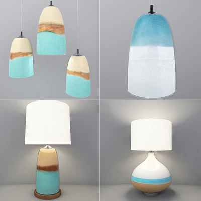 Strata Art Glass &amp; Seaside Ceramic Table Lamp. Shades of Light — Descargar