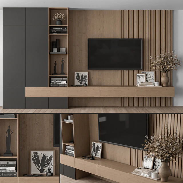 TV Wall Black and Wood - Set 35 — Descargar