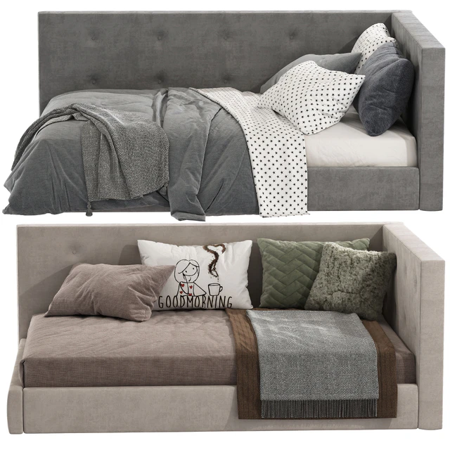 Cushy Upholstered Platform Corner Bed — Descargar