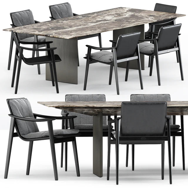 FYNN chair and LINHA DINING TABLE 3 by Minotti — Descargar