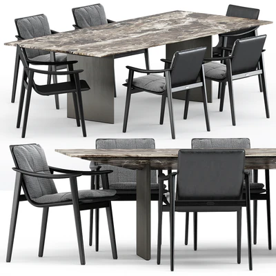 FYNN chair and LINHA DINING TABLE 3 by Minotti — Ver 1