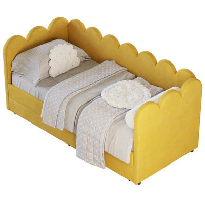 Children's bed Tabby 90 Velvet Yellow — Ver 6