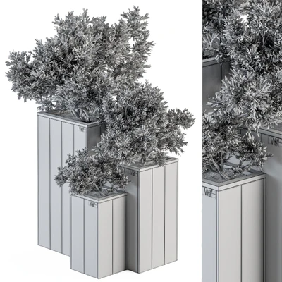 Outdoor Plant Set 298 - Wooden Plant Box — Ver 5