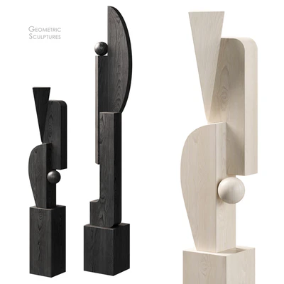 Geometric Wood Floor Sculptures — View 5