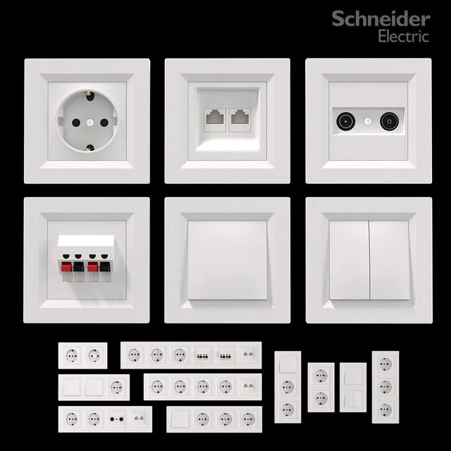 Розетки и выключатели Schneider Asfora White. — Скачать