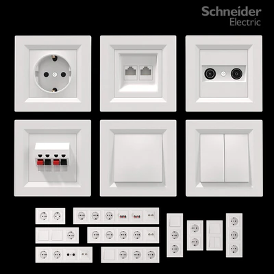Розетки и выключатели Schneider Asfora White. — Вид 1