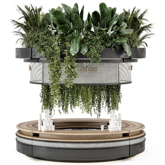 Coffee Reception Desk With Plants - Restaurant Set 1815 — Descargar