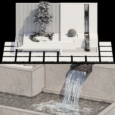Landscape Furniture with Fountain - Architect Element 07 — Ver 6