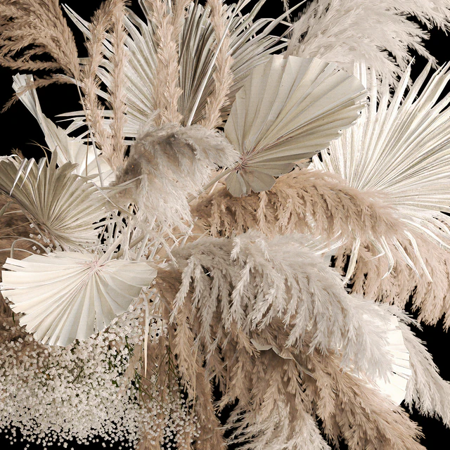 Installation suspension of white dried flowers, branches of pampas grass, dry reeds, wedding decor. 257. — Descargar