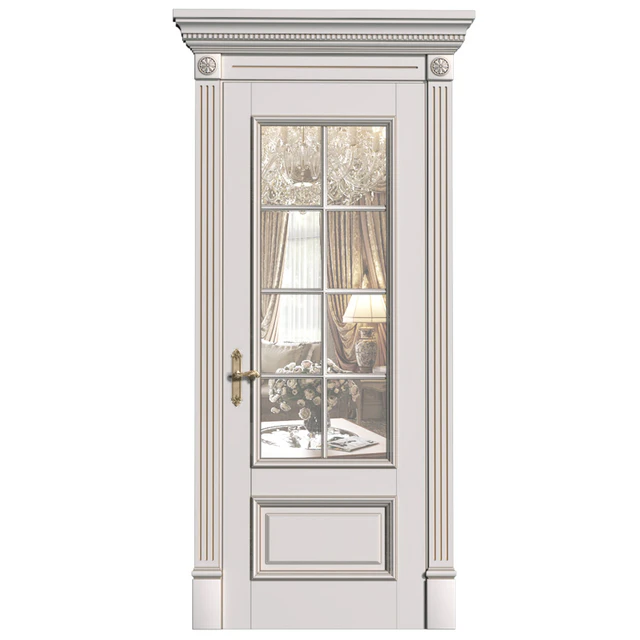 Межкомнатная белая дверь в классическом стиле со стеклом. Classic interior door — Скачать