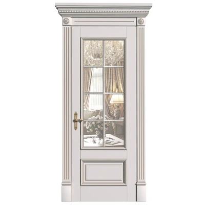 Межкомнатная белая дверь в классическом стиле со стеклом. Classic interior door — Вид 1