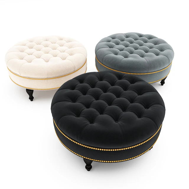 Palfrey Linen Modern Tufted Ottoman — Скачать